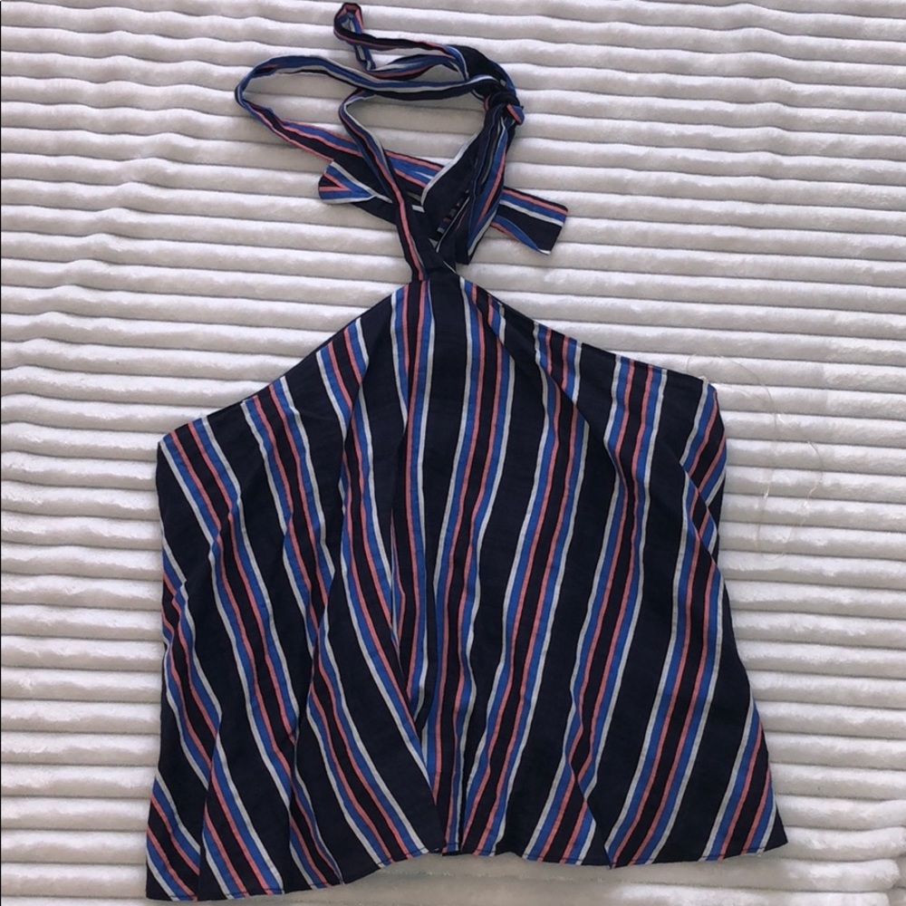 Blue, white, & pink halter top